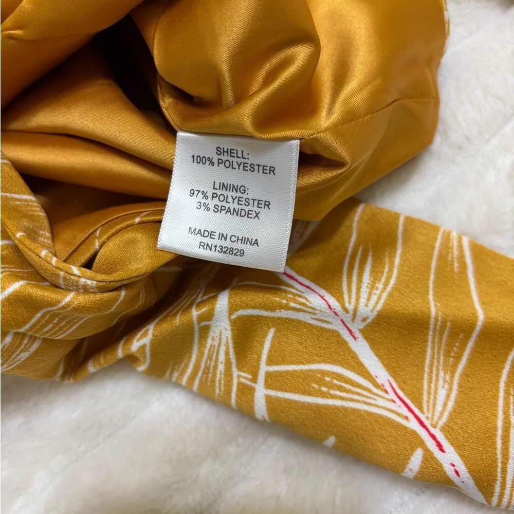 Camila Coelho Marcia Crop Top Gold Tropical Puff Sleeve Resort Glam Blouse, sz S - Picture 11 of 11